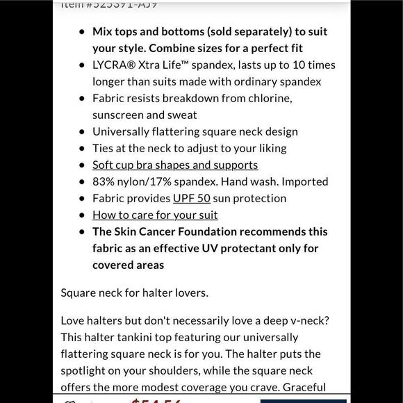 Land’s End Plus Standard size tie halter square neck tankini black Various - Picture 5 of 5